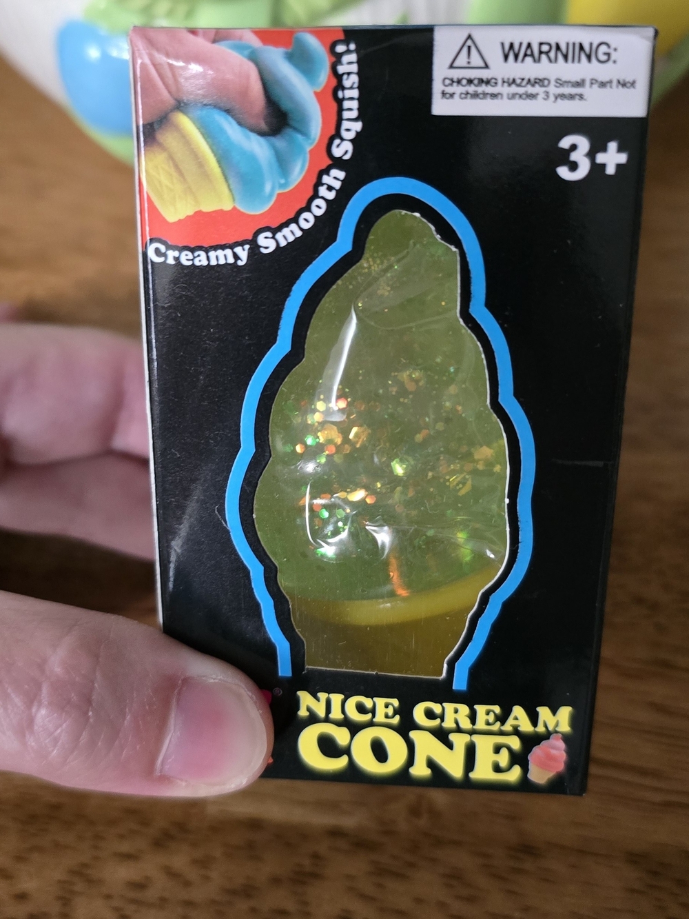 Nice Cream Cone Glittery Yellow Green Squishy